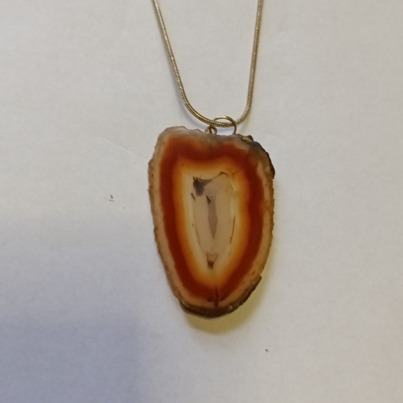 Caramel Agate Slice necklace - Picture 3 of 3